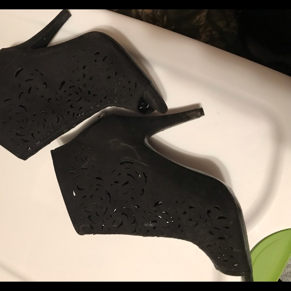 Black open toe heeled  booties